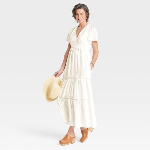 Knox Rose Dresses & Skirts - Knox Rose Flutter Short Sleeve Dobby A-Line Dress NWT